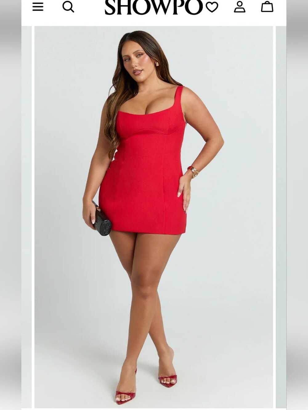 Showpo Aretha Mini Dress Corset Panel Dress Red Size 12 New - Picture 4 of 12
